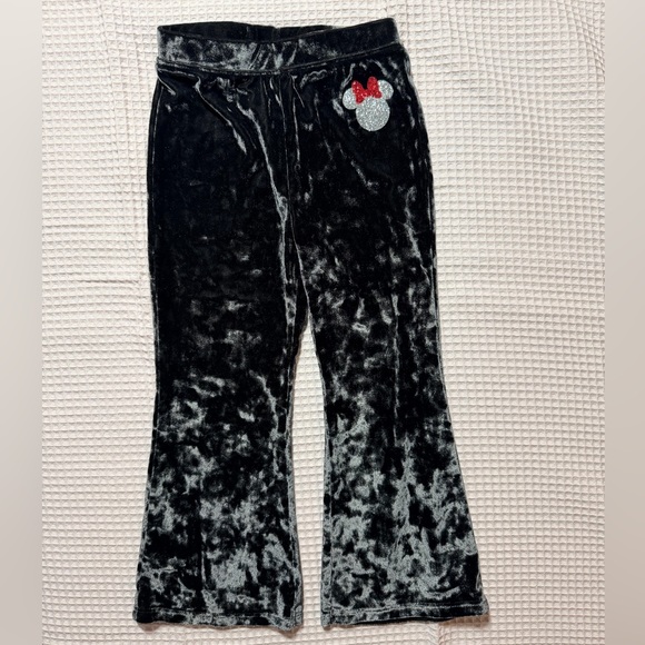 Disney Black Velour Bottoms with Mouse Ears and Bow