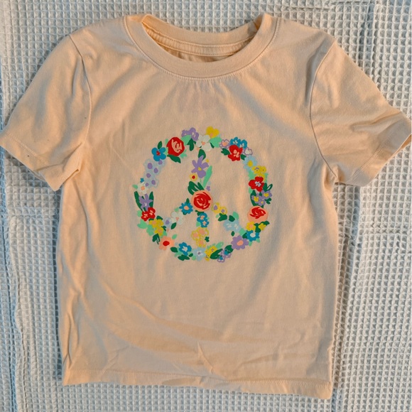 Cat & Jack Cream Floral Peace Sign Tee