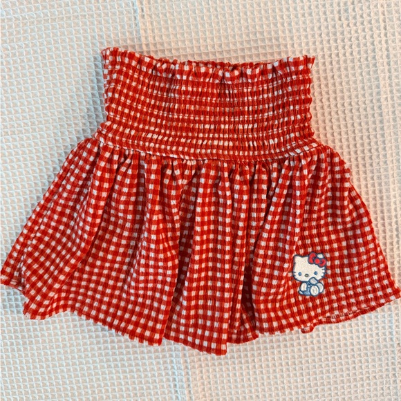 Red Gingham Skirt with Hello Kitty Patch