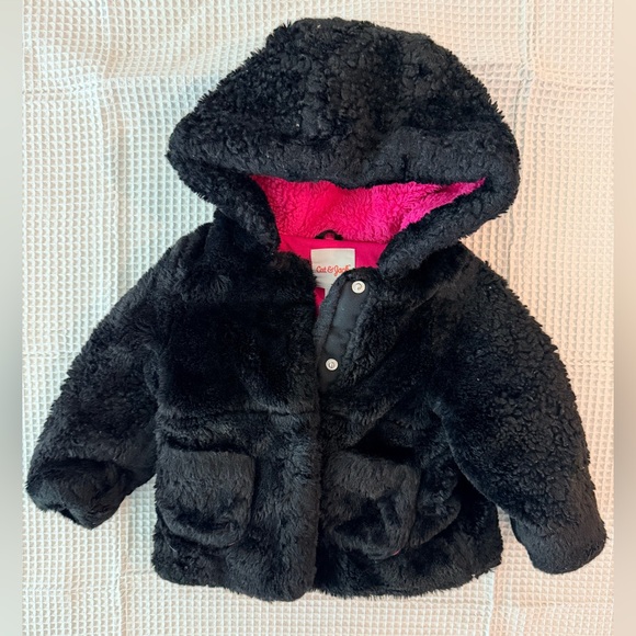 Cat & Jack Black FuzzyJacket with Pink Lining