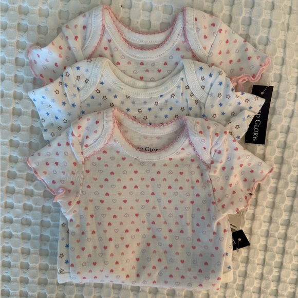Baby Girl Short Sleeve Onesies - Set of 3