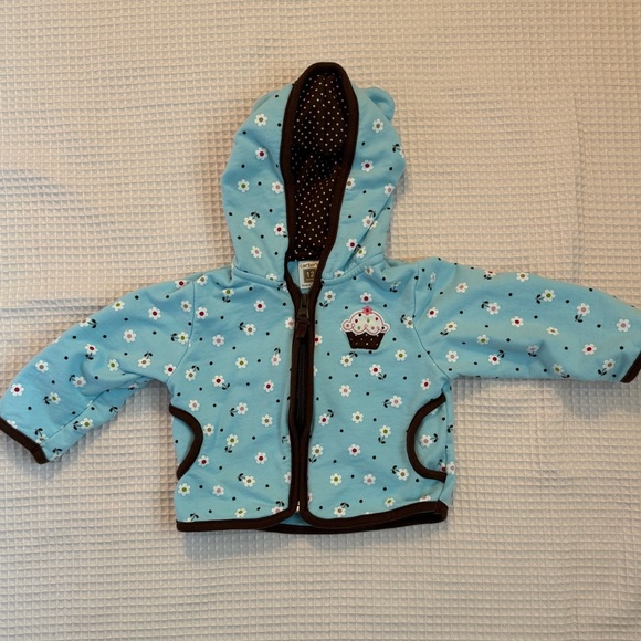 Carter's Brown and Blue Polka Floral Baby Hoodie