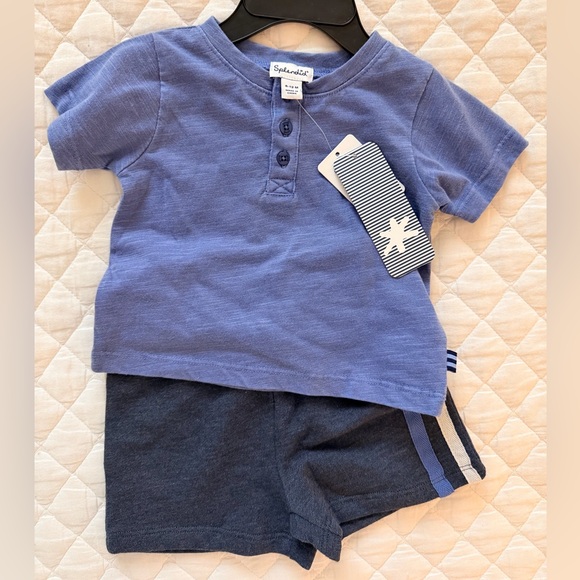 Splendid Blue Short Sleeve Kids Tee and Shorts Set