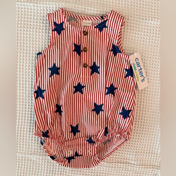 Carter's Red and White Striped Baby Romper