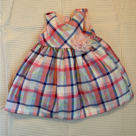 Gymboree Multicolor Plaid Dress with Floral Detail