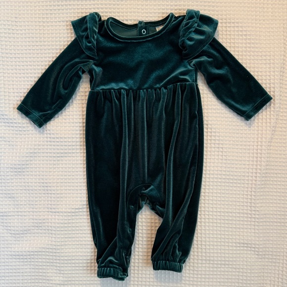 Cat & Jack Teal Velvet Baby Outfit