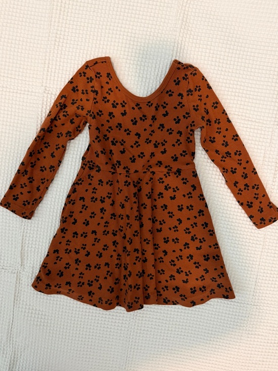 Girls' Brown ‘Dog Print’ Long-Sleeve Skater Dress