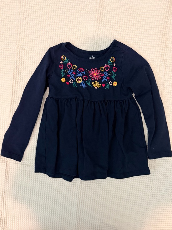 Kids Headquarters Navy Long-Sleeve Tunic with Colorful Floral Legging