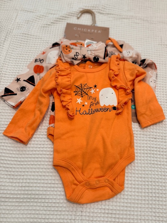 chick pea Orange & Cream Halloween Baby Matching Set