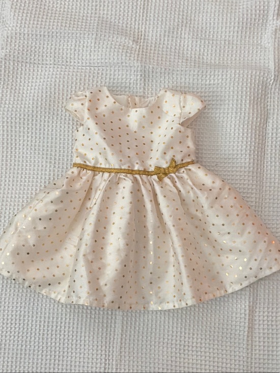 Carter's Cream Dress with Gold Polka Dots and Bow
