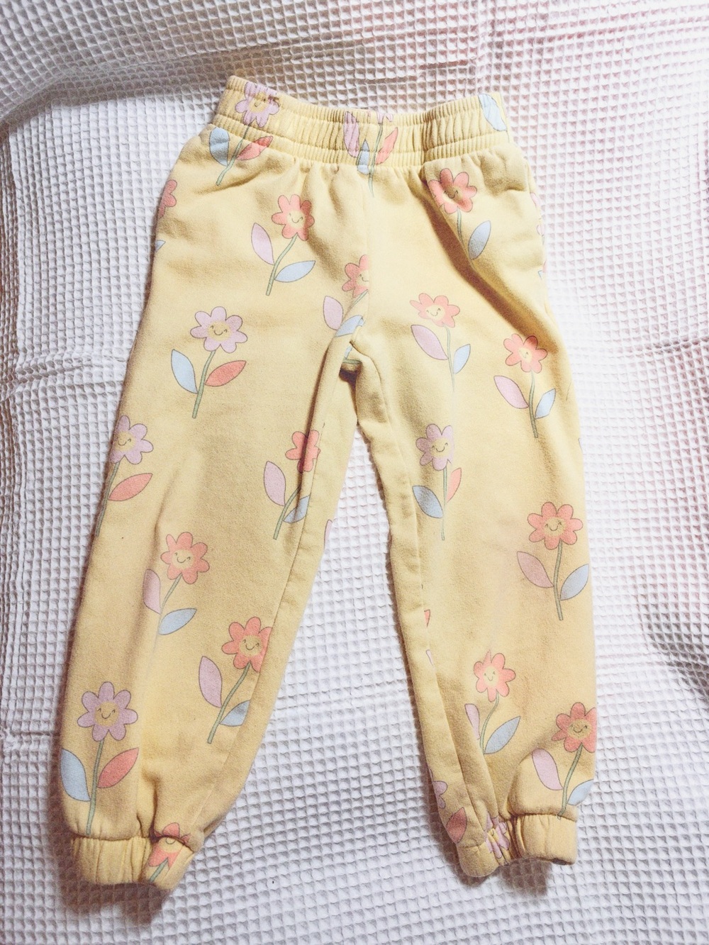 365 KIDS Floral Jogger Pants Yellow Girls Size 5