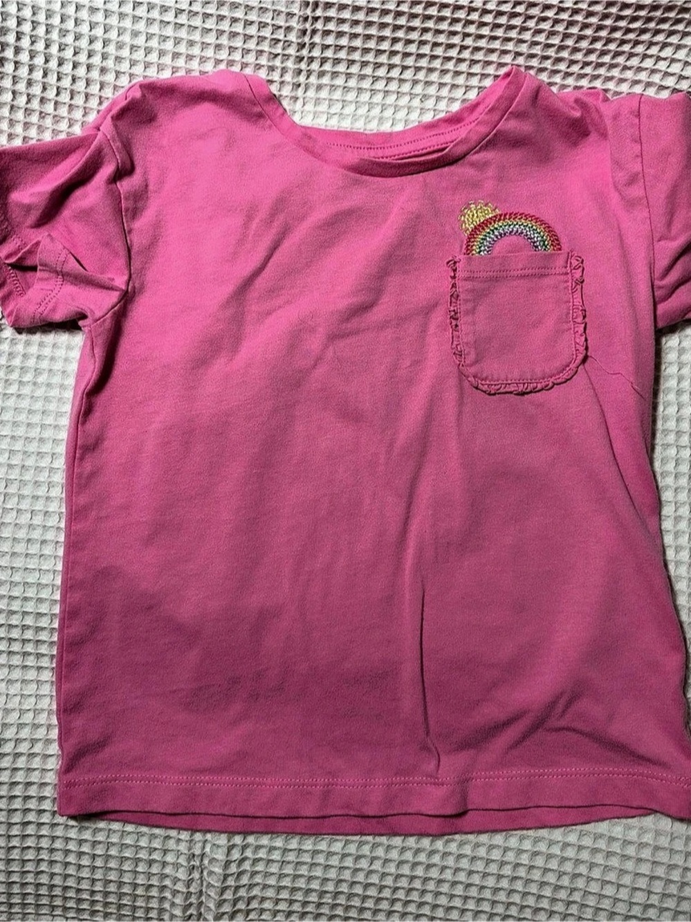 365 Kids from Garanimals Pink Rainbow Pocket Short Sleeve T-Shirt Tee