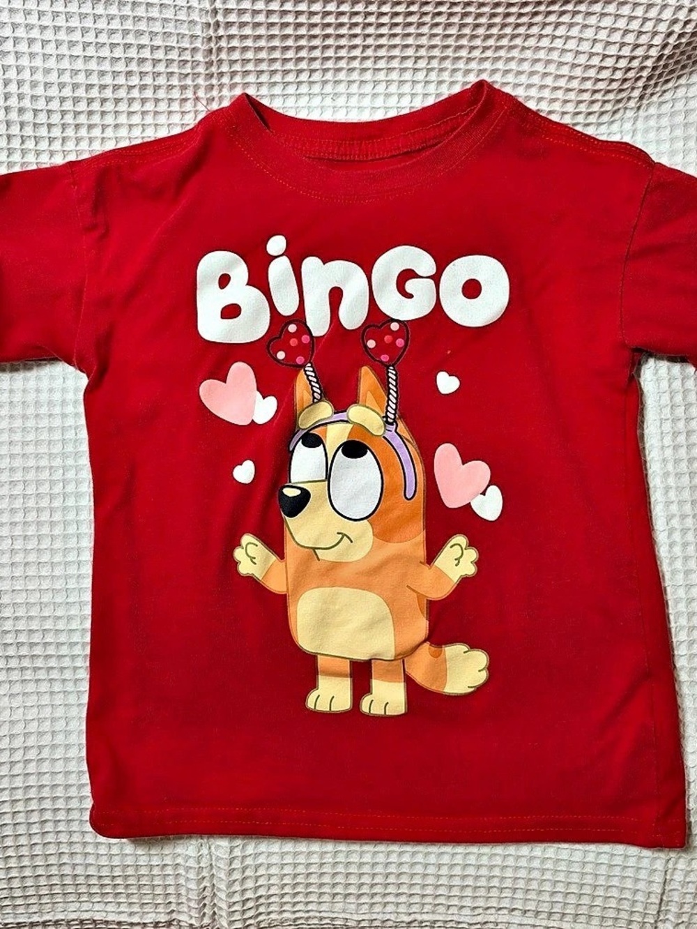 Bluey Bingo Valentine Red Graphic T-Shirt Tee Girls 5T