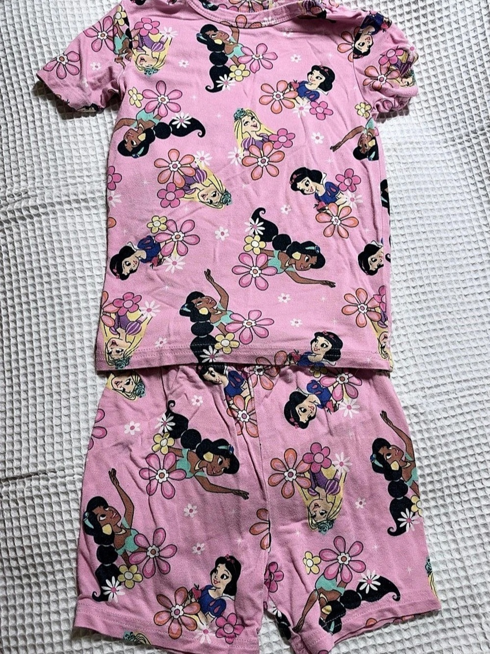 Disney Princess Girls 5T Pink Floral Matching Pajama Set