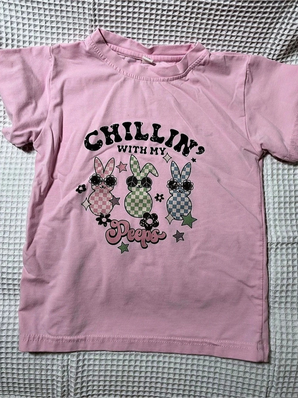 Kids Pink Easter Graphic Short Sleeve Tee