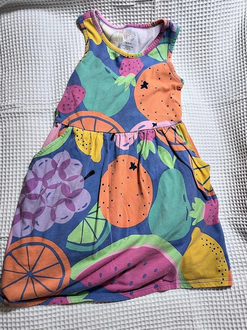 Wonder Nation Girls' Abstract Fruit Print Casual Dress